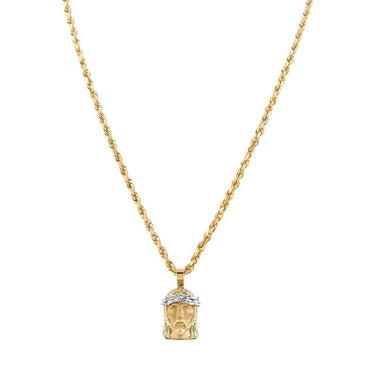 White, Yellow Jesus Head Pendant in Two Tone 14k Gold
